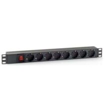 Cromad Regleta 8 Shuckos para Montaje en Rack 19" 1U - Interruptor On/Off - Carcasa de Plastico - Cable de 1.80m