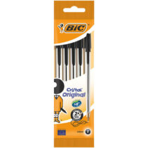 Bic Cristal Original Pack de 5 Boligrafos de Bola - Punta Redonda de 1.0mm - Trazo 0.4mm - Tinta con Base de Aceite - Color Negro