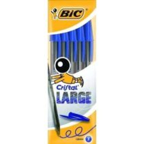 Bic Cristal Large Pack de 5 Boligrafos de Bola - Punta Redonda de 1.6mm - Trazo 0.6mm - Tinta con Base de Aceite - Color Azul