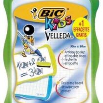 Bic Velleda Kids Pizarra Escolar Blanca y Milimetrada + 1 Marcador Velleda Azul + 1 Borrador - Dimensiones: 20x30cm - Colores Aleatorios