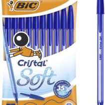 Bic Cristal Soft Pack de 10 Boligrafos de Bola - Punta Media de 1.2mm - Trazo 0.45mm - Escritura mas Fluida - Color Azul