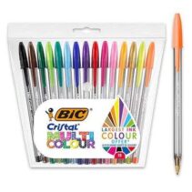 Bic Cristal Multicolour Pack de 15 Boligrafos de Bola - Punta 1.6mm - Trazo 0.42mm - Tinta con Base de Aceite - Colores Surtidos