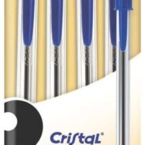 Bic Cristal Original Pack de 4 Boligrafos de Bola - Punta Redonda de 1.0mm - Trazo 0.4mm - Tinta con Base de Aceite - Color Azul