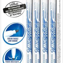 Bic Velleda 1721 Pack de 4 Rotuladores para Pizarra - Punta Fina - Trazo de 1.6mm - Borrado Optimo - Colores Surtidos