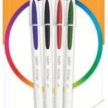 Bic Cristal Up Pack de 4 Boligrafos de Bola - Punta Redonda de 1.2mm - Trazo 0.6mm - Tinta con Base de Aceite - Cuerpo Blanco - Colores Surtidos