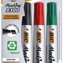 Bic Marking 2300 Ecolutions Pack de 4 Rotuladores Permanentes - Punta Biselada - Tinta con Base de Alcohol - Ecologico - Colores Surtidos