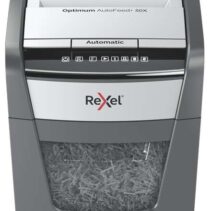 Rexel Optimum AutoFeed 50X Destructora Automatica de Corte en Particulas P-4 - Alimentacion Automatica 50 hojas - Ranura Manual 6 Hojas - Anti Atasco - Capacidad de la Papelera 20L - Color Gris