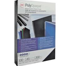 GBC PolyOpaque Pack de 100 Portadas de Encuadernar A4 - 300 Micras - Color Negro