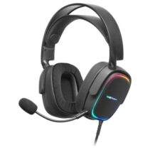 Mars Gaming MHAX Auriculares Gaming con Microfono Extraible - Iluminacion RGB - Diadema Ajustable - Almohadillas Acolchadas - Control en Cable - Cable Trenzado de 2m