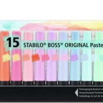 Stabilo Boss 70 Pack de Escritorio de 15 Marcadores Fluorescente - Practica Base para Escritorio - Trazo entre 2 y 5mm - Recargable - Tinta con Base de Agua - Colores Pastel Surtidos