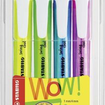 Stabilo Swing Cool Pack de 4 Marcadores Fluorescentes - Cuerpo Plano - Punta Biselada - Trazo entre 1 y 4mm - Tinta con Base de Agua - Antisecado - Colores Surtidos