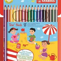 Stabilo Trio Thick Pack de 18 Lapices de Colores - Mina de 4.2mm - Forma Triangular - Colores Surtidos