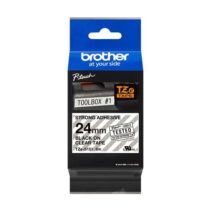 Brother TZeS151 Cinta Laminada Super Adhesiva Original de Etiquetas - Texto negro sobre fondo transparente - Ancho 24mm x 8 metros