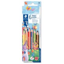 Staedtler Jumbo Noris 128 Pack de 6 Lapices Triangulares de Colores - Diseño Ergonomico - Colores Surtidos