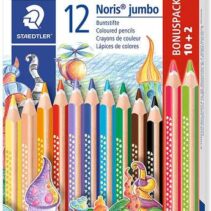 Staedtler Jumbo Noris 128 Pack de 12 Lapices Triangulares de Colores - Diseño Ergonomico - Colores Surtidos