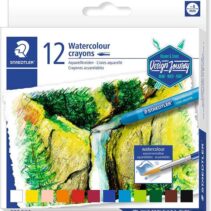 Staedtler Crayones Acuarelables 223 Pack de 12 Lapices de Cera - Facil de Mezclar - Extremadamente Opacos - Colores Surtidos