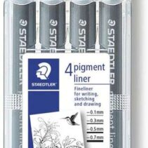 Staedtler Pigment Liner 308 Pack de 4 Rotuladores de Punta Fina - Punta Larga - Secado Rapido - Color Negro