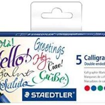 Staedtler 3002 Pack de 5 Rotuladores de Doble Punta para Caligrafia - Tinta Base de Agua - Colores Surtidos