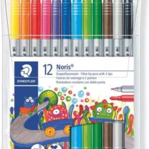 Staedtler Noris 320 Pack de 12 Rotuladores de Doble Punta - Resistente a la Presion - Colores Surtidos