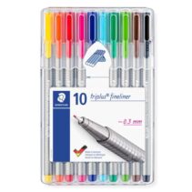 Staedtler Triplus Fineliner 334 Pack de 10 Rotuladores de Punta Fina - Trazo 0.3 mm Aprox - Tinta Base de Agua - Colores Surtidos