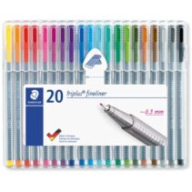 Staedtler Triplus Fineliner 334 Pack de 20 Rotuladores de Punta Fina - Trazo 0.3 mm Aprox - Tinta Base de Agua - Colores Surtidos