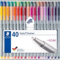 Staedtler Triplus Fineliner 334 Pack de 40 Rotuladores de Punta Fina - Trazo 0.3 mm Aprox - Tinta Base de Agua - Colores Surtidos