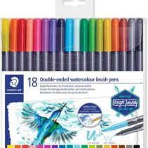 Staedtler 3001 Pack de 18 Rotuladores Acuarelables de Doble Punta - Colores Surtidos