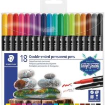 Staedtler 3187 Pack de 18 Rotuladores Permanentes de Doble Punta - Resistente al Agua - Secado Rapido - Colores Surtidos