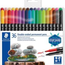 Staedtler 3187 Pack de 36 Rotuladores Permanentes de Doble Punta - Resistente al Agua - Secado Rapido - Colores Surtidos