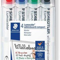 Staedtler Lumocolor Whiteboard Compact 341 Pack de 4 Marcadores para Pizarra - Secado Rapido - Colores Surtidos