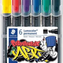 Staedtler Lumocolor 350 Pack de 6 Rotuladores Permanentes - Punta Biselada - Colores Surtidos