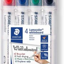 Staedtler Lumocolor 351 Pack de 4 Marcadores para Pizarra Blanca - Secado Rapido - Colores Surtidos