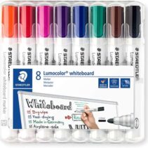 Staedtler Lumocolor 351 Pack de 8 Marcadores para Pizarra Blanca - Secado Rapido - Colores Surtidos