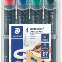 Staedtler Lumocolor 352 Pack de 4 Marcadores Permanentes - Secado Rapido - Colores Surtidos