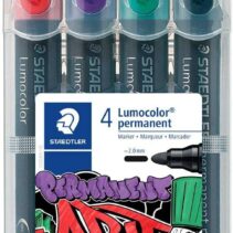 Staedtler Lumocolor 352 Pack de 4 Marcadores Permanentes - Secado Rapido - Colores Surtidos