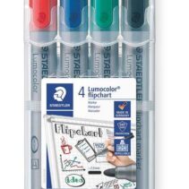 Staedtler Lumocolor Flipchart 356 Pack de 4 Marcadores Permanentes - Tinta Base de Agua - Colores Surtidos