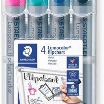 Staedtler Lumocolor Flipchart 356 Pack de 4 Marcadores Permanentes - Tinta Base de Agua - Colores Surtidos