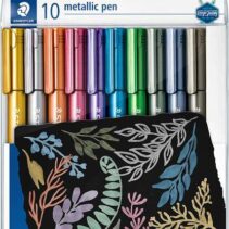 Staedtler Metallic Pen Pack de 10 Rotuladores de Punta Fina - Tinta Base de Agua - Trazo 1 - 2mm Aprox - Colores Surtidos