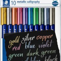 Staedtler Metallic Calligraphy Pack de 10 Rotuladores para Caligrafia - Trazo 2.8mm - Colores Surtidos