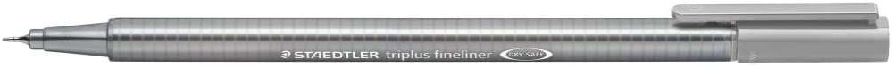 Staedtler Triplus Fineliner 334 Rotulador de Punta Fina - Trazo de 0.3mm - Tinta Base de Agua - Color Gris Plata