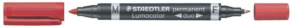 Staedtler Lumocolor 348 Rotulador Permanente de Doble Punta - Secado Rapido - Color Rojo