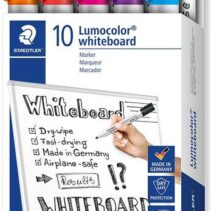 Staedtler Lumocolor 351 Pack de 10 Marcadores para Pizarra Blanca - Punta 2mm Aprox - Secado Rapido - Colores Surtidos