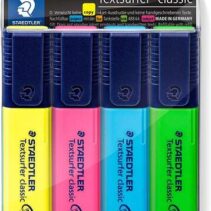 Staedtler Textsurfer Classic 364 Pack de 4 Marcadores Fluorescentes - Secado Rapido - Trazo 1 - 5mm Aprox - Colores Surtidos