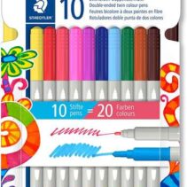 Staedtler Noris 3280 Pack de 10 Rotuladores con Doble Punta - Trazos 1mm y 3mm Aprox - Colores Surtidos