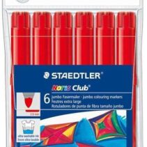 Staedtler Noris Watercolour 340 Pack de 6 Rotuladores de Gran Tamaño - Trazo 3mm Aprox - Lavable Facilmente - Tinta Base de Agua - Color Rojo