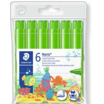 Staedtler Noris Watercolour 340 Pack de 6 Rotuladores de Gran Tamaño - Trazo 3mm Aprox - Lavable Facilmente - Tinta Base de Agua - Color Verde Claro