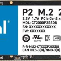 Crucial P2 Disco Duro Solido SSD M2 2TB M2 PCIe Gen3 NVMe