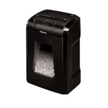 Fellowes 12C Destructora de Papel Manual Corte en Particulas P-4 - Destruye hasta 12 Hojas - Capacidad de la Papelera 19L - Destruye Grapas y Tarjetas - Color Negro