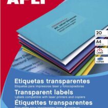 Apli Etiquetas Permanentes Translucidas 210 x 297 mm - 20 Hojas - Resistentes Intemperie