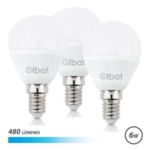 Elbat Pack de 3 Bombillas LED G45 6W E14 480lm - 6500K Luz Fria